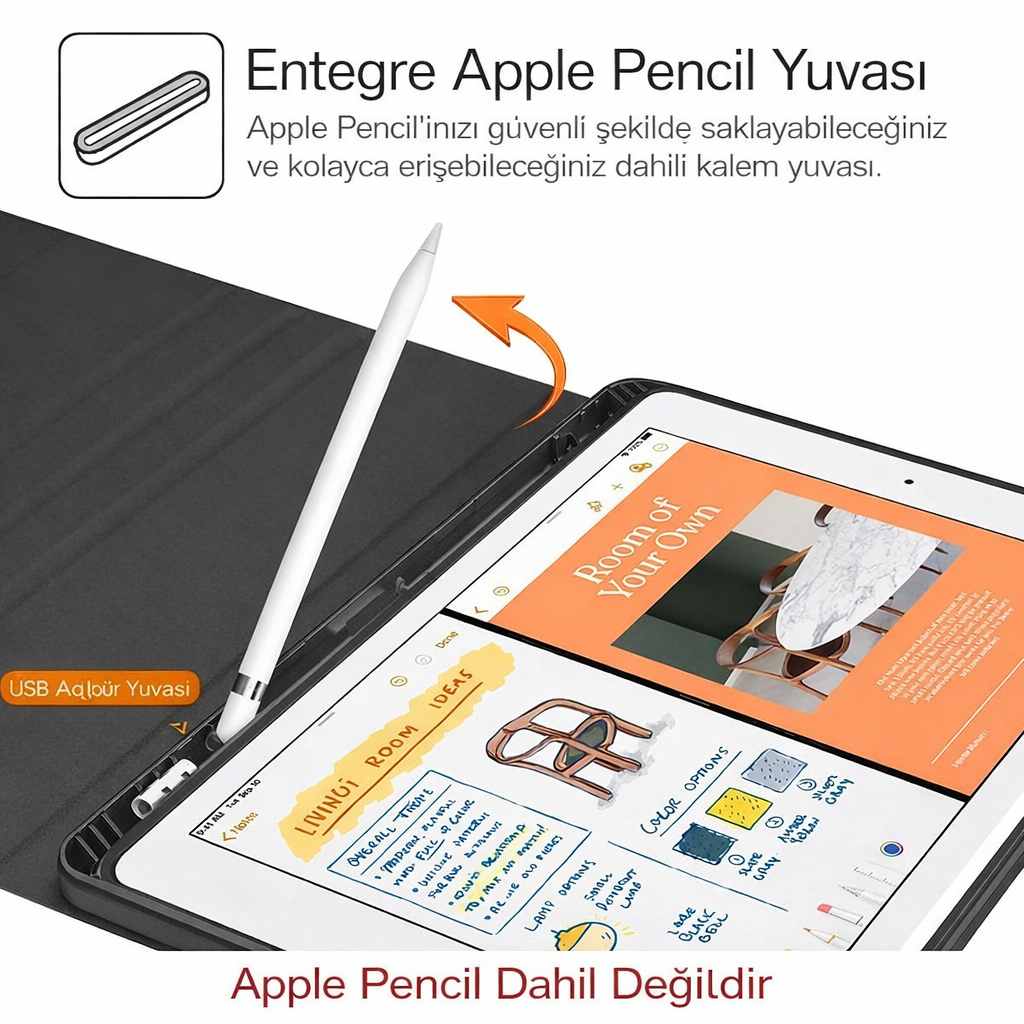 Apple iPad Manyetik Bluetooth Klavyeli Tablet Kılıfı